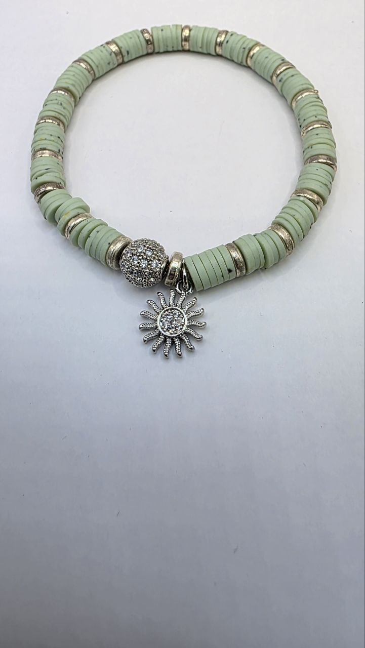 Green Sunburst Stretch Bracelet