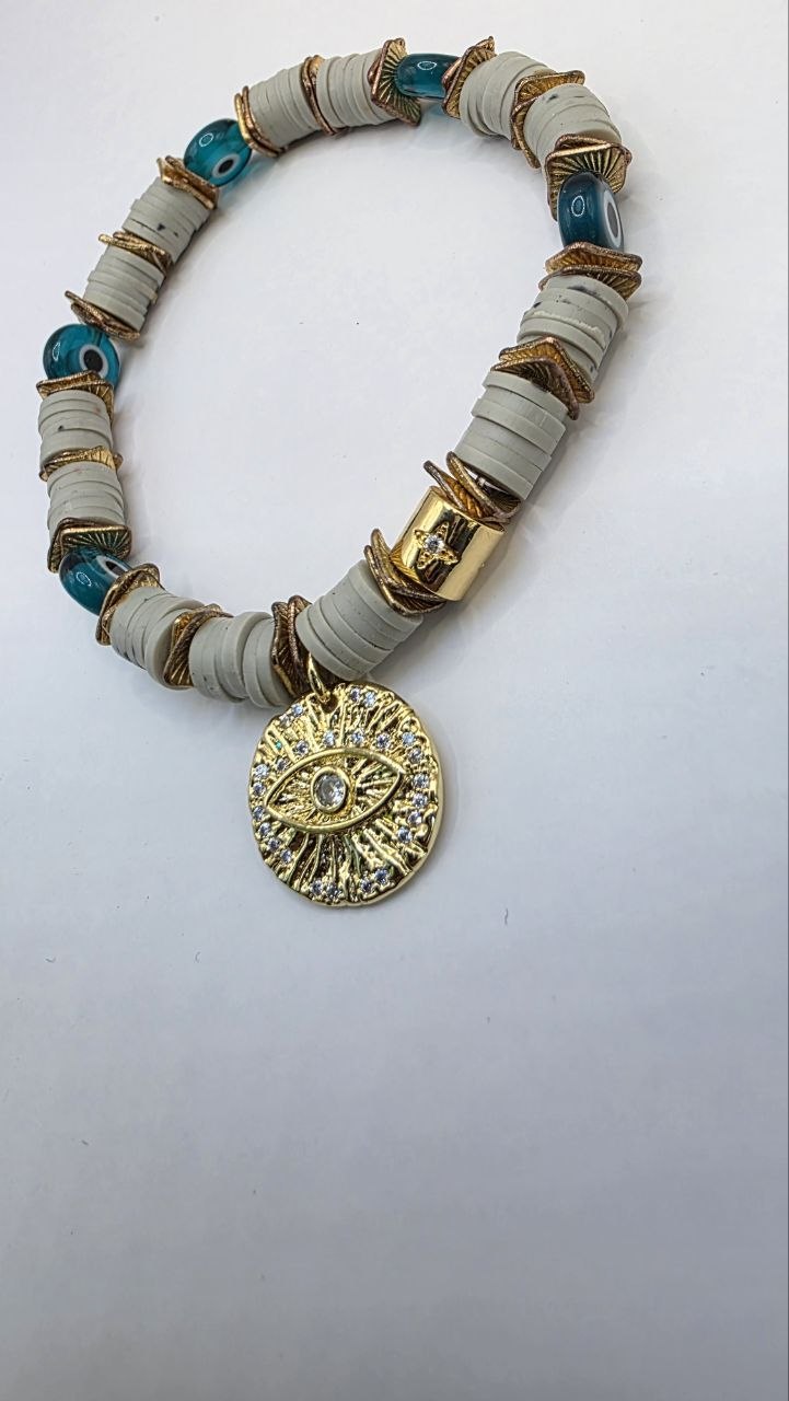 Gray Evil Eye Bangle