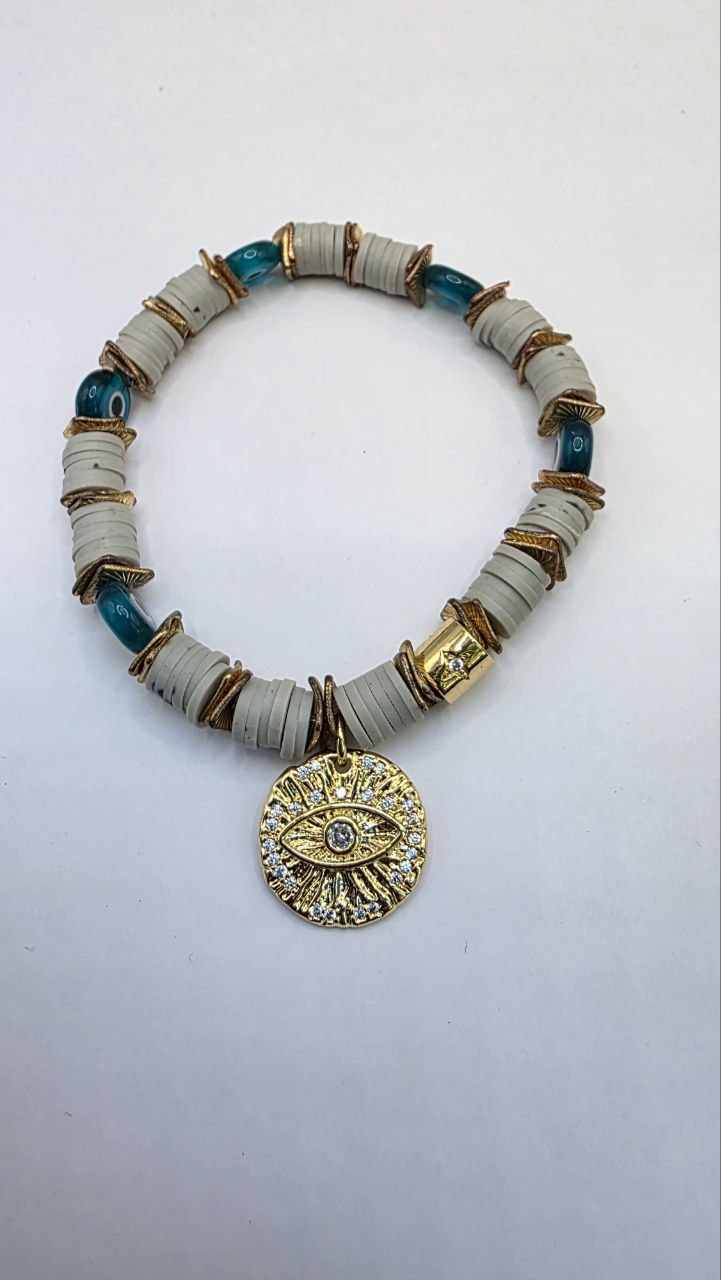 Gray Evil Eye Bangle