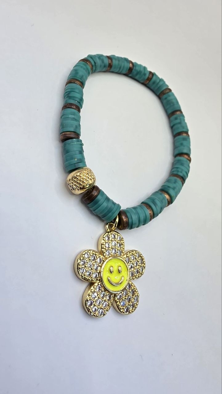Turquoise Flower Smiley Bracelet