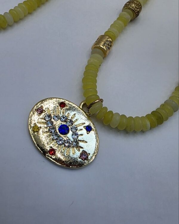 Yellow Bead Pendant Necklace