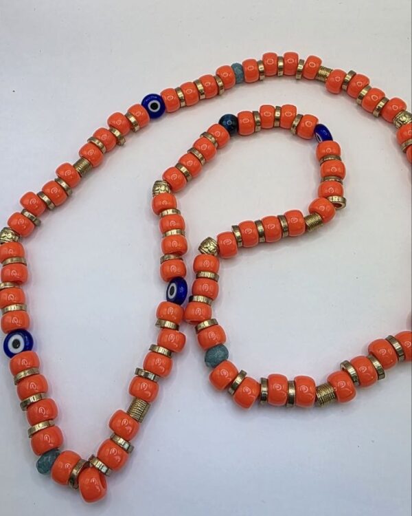 Coral Evil Eye Necklace