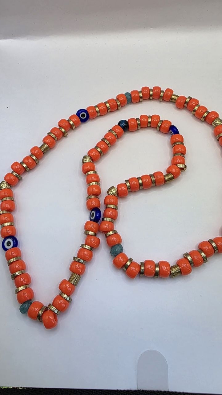Coral Evil Eye Necklace