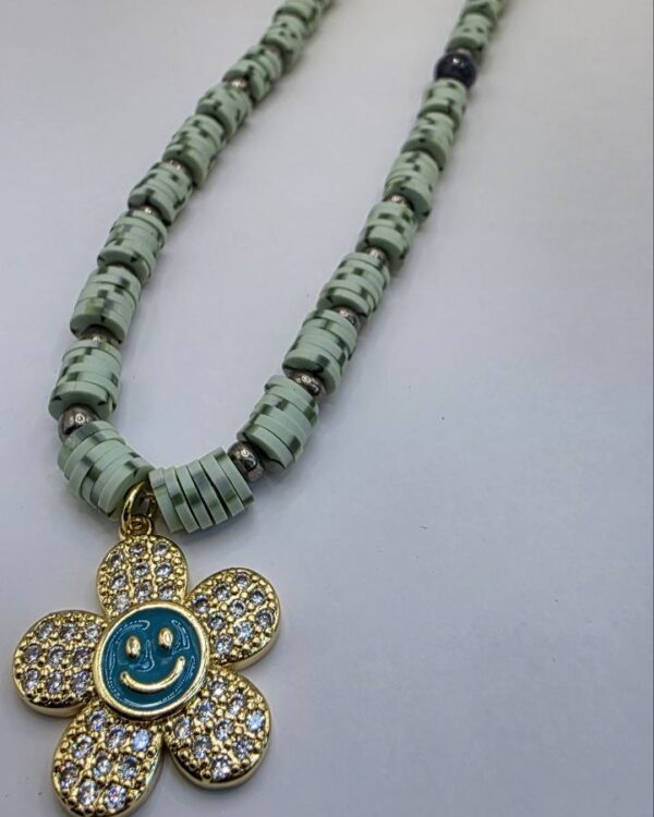 Green Bead Smiley Necklace