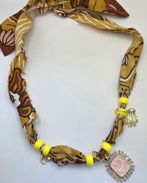Smiley Sun Fabric Necklace