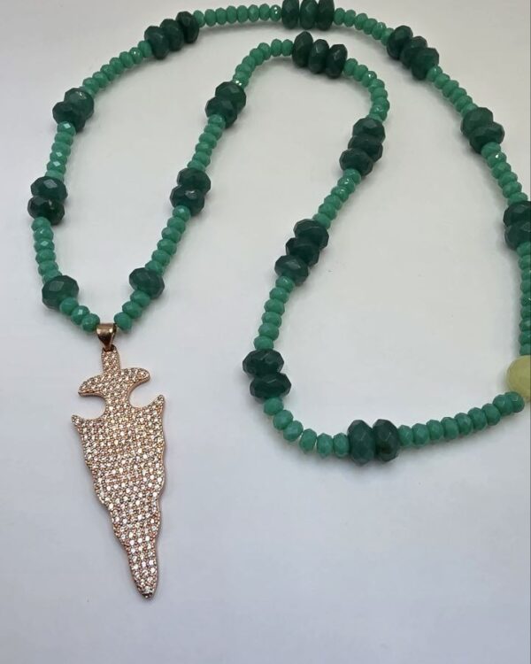 Green Bead Arrowhead Necklace