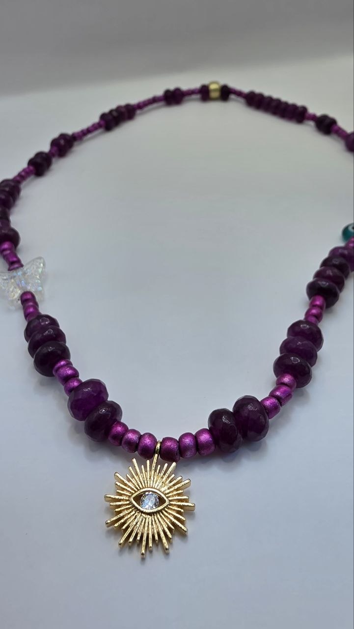 Purple Sunburst Necklace