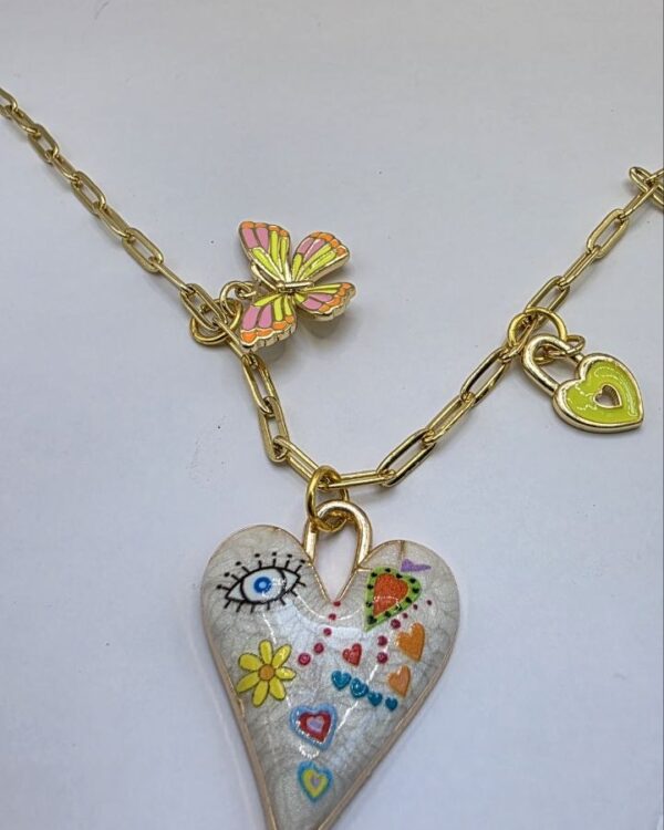 Enamel Paperclip Charm Necklace