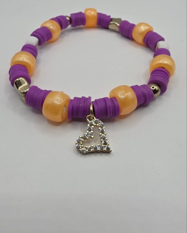Purple Orange Heart Bracelet