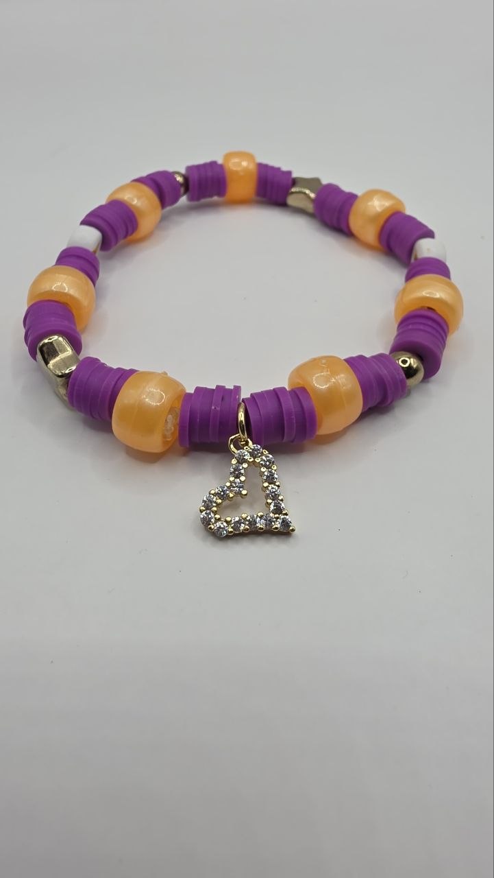 Purple Orange Heart Bracelet