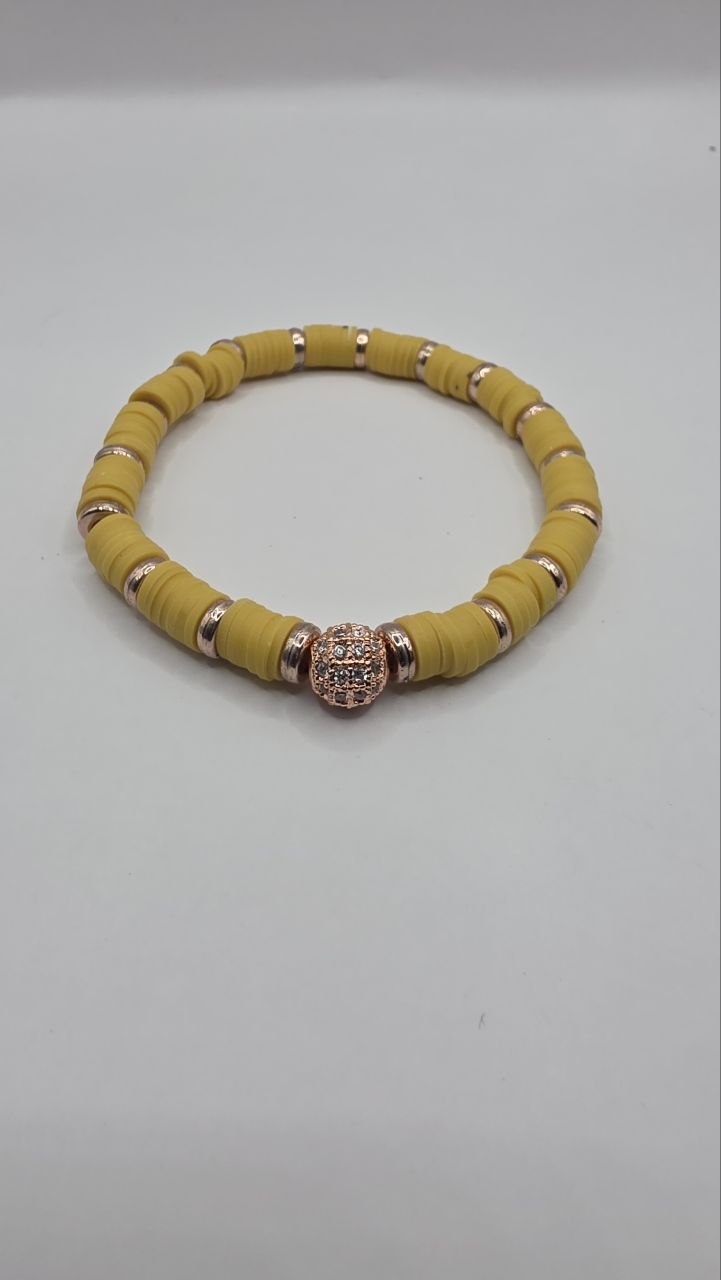 Yellow Ribbed Stretch Bracelet