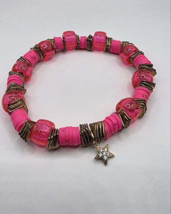 Pink Bronze Star Bracelet