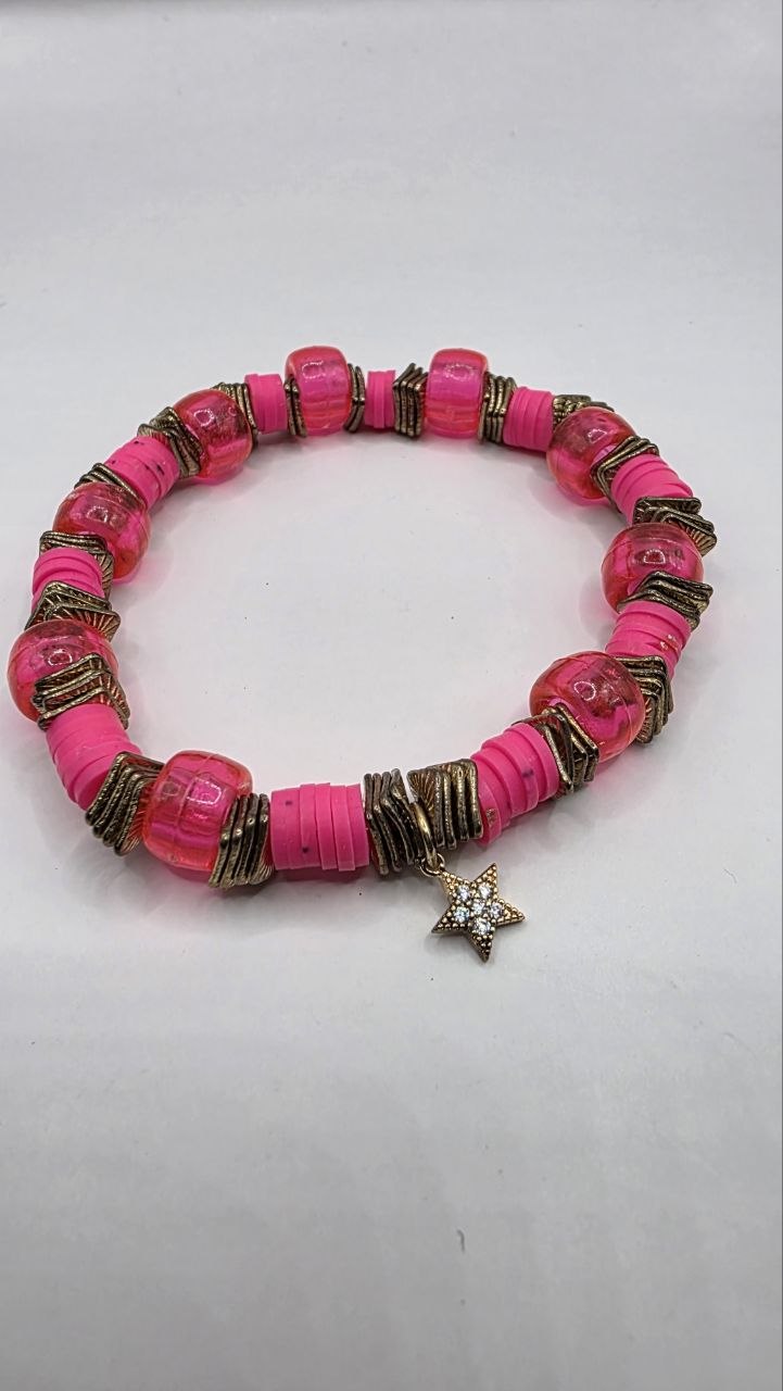 Pink Bronze Star Bracelet