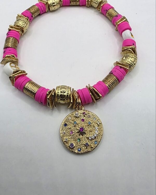 Pink Rubber Disc Bracelet