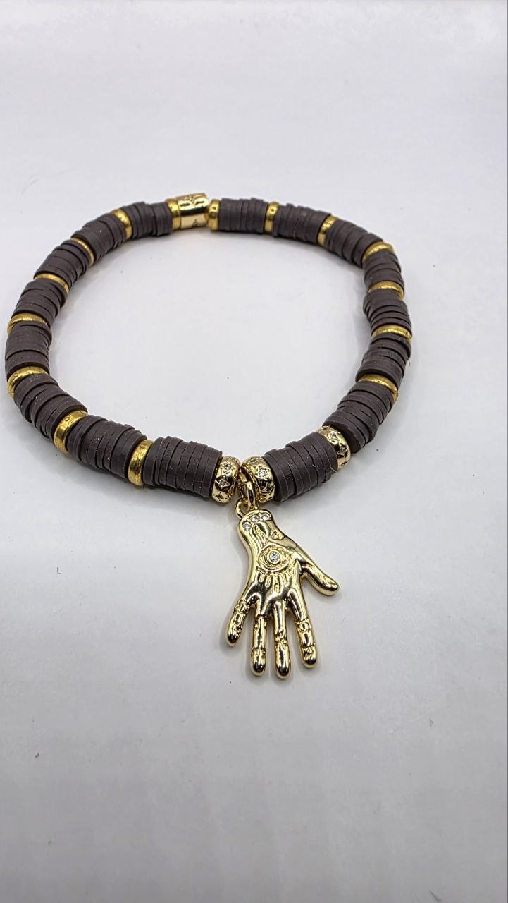 Brown Disc Hand Bracelet
