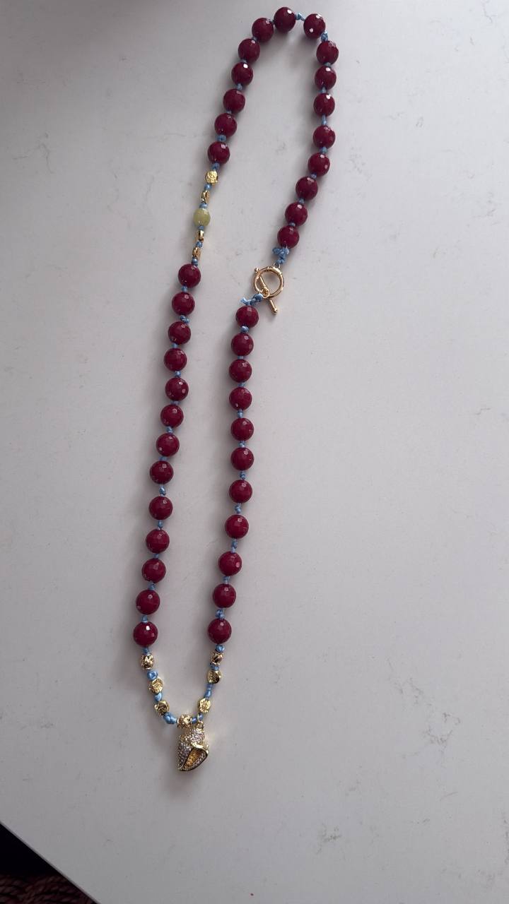 Red Bead Toggle Necklace